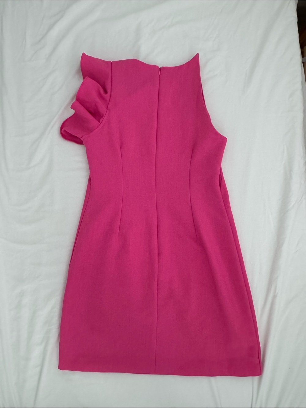 Lulu's Hot Pink One-Shoulder Ruffle Mini Dress - Picture 4 of 6